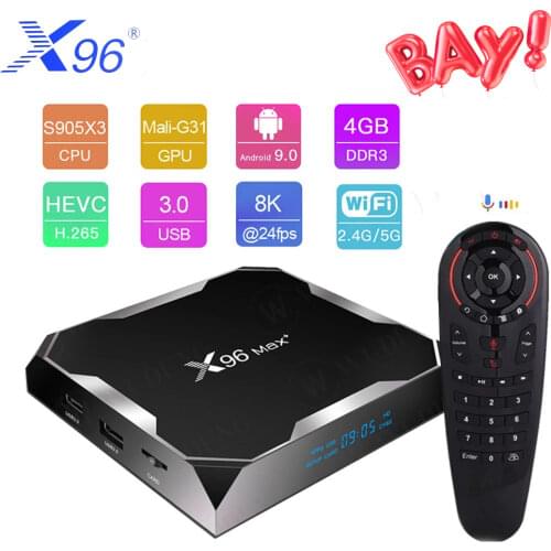 X96 Max Plus Amlogic S905X3 Smart TV Box Android 9.0 4G 32G/64G 2.4G&5.0G Dual Wifi BT4.0 8K HD Set top box PK X96Q Set Top Box