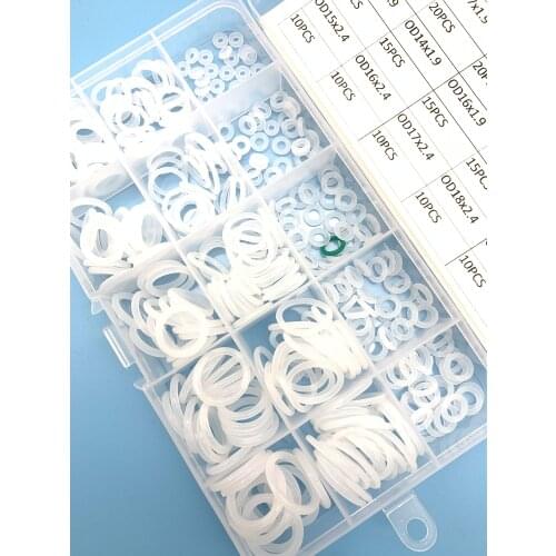 225PCS VMQ White O Ring Gasket Silicone Food Grade O-Rings Silicon Ring High Temperature Gasket Kit Set Box Ring