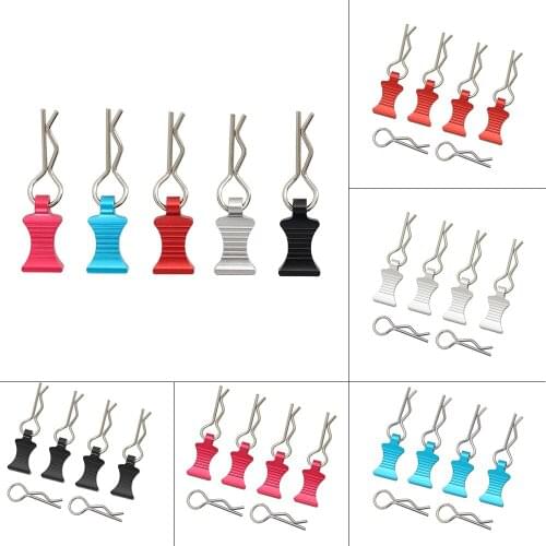 4Pcs Aluminum Alloy R Type Car Shell Fixed Body Clip with Tab Set for 1/8 1/10 1/12 RC Crawler Axial RX4 TRX6 SCX10 Upgrade Part