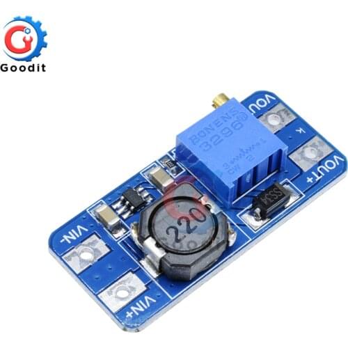5PCS/Lot MT3608 DC-DC DC 2 -24V to 28V 2A Step Up Adjustable Boost Converter Power Supply Module MAX Output 28V for Arduino