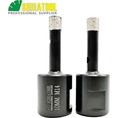 SHDIATOOL 2pcs Diameter 10mm Diamond Welded Drilling Core Bits (Wet) M14 thread for drilling granite and marbel hole saw