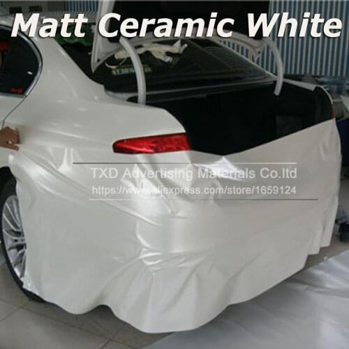 Car Styling Chrome Pearl Ceramic White Vinyl for car wrapping Pearl matte white satin film with Size: 10/20/30/40/50/60x152cm