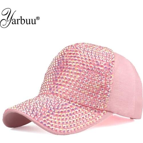 2020 Rhinestones luxury pearl Sequins Baseball Cap For Women Summer Cotton Hat Girls Snapback Hip hop hat Gorras Casquette Bones