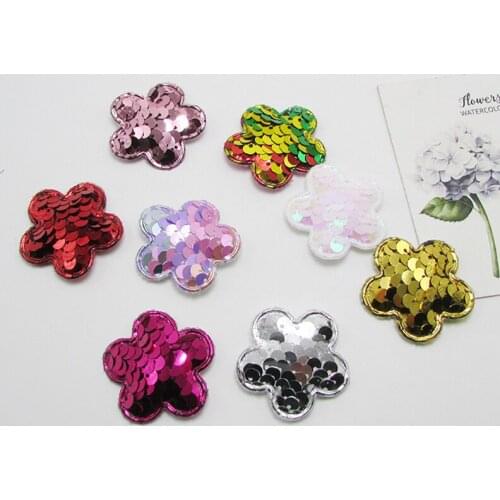 Glitter Paillette Pads Patches Flower Appliques for Craft Clothes Sewing Supplies DIY Hair Clip Accessories