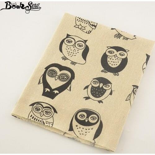 Booksew Cotton Linen Fabric Owl Cartoon Style Home Textile Sewing Material Tissu For Bag Table Cloth Curtain Decoration Zakka