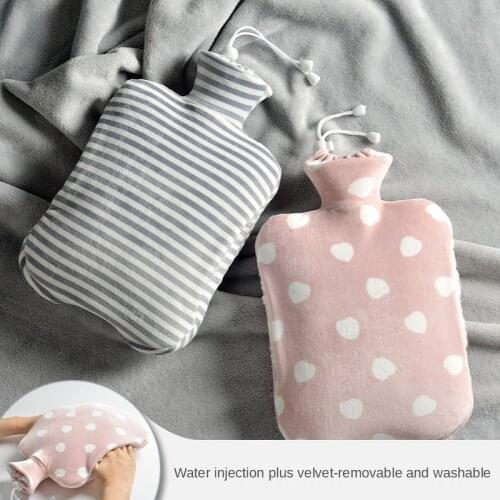 Hot Water Bottle Hot Water Bag Water Injection Foot Warming Bed Size Plush Cute Mini Portable Girl Warm Hands and Stomach