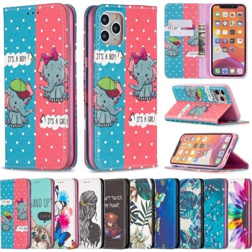 Painted Leather Case Wallet Case For iPhone 7 8 Plus 11 12 Pro Max 12 Mini X XR XS Max SE2020 Color Print Pattern Stand Case