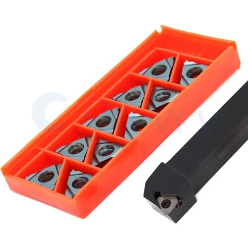SER1212H16 SER1616 SER2020K16 SER2525M16 External Thread Lathe Tool Holder 1PC+10PCS CNC 16ER 0.5/1.0/2.0/3.0 ISO Carbide Insert