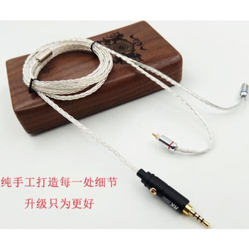 Diy earphone cable upgrade wire pure silver 8 share for mmcx TF10 W4R IM50 CKS 3.5MM/2.5MM/4.4MM plug
