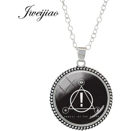 JWEIJIAO Rock Music Band Panic At The Disco Necklaces Art Picture Glass Cabochon Charm Necklaces Pendant PD87