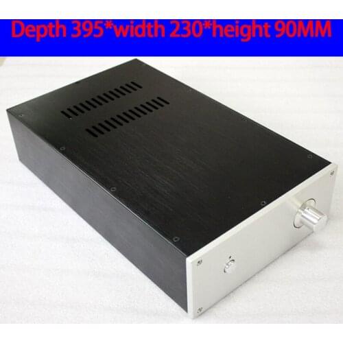 KYYSLB 395*230*90MM CJ009 All Aluminum Preamp Amplifier Chassis Box House DIY Enclosure with Feet Knob Amplifier Case Shell