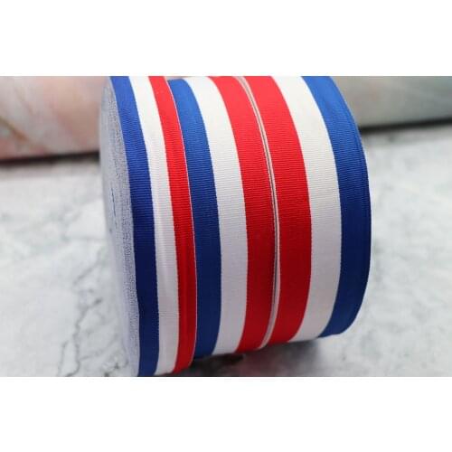 Quality 50M Red White Blue Webbing Strap10mm-40mm Width Tape Lace Ribbon Gift Wrapping Holiday Party Decoration DIY Medals Strap