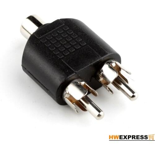 HWEXPRESS Hot New Dual RCA Male Plug to 1 x RCA Female Socket Phono AV Adapter Connector