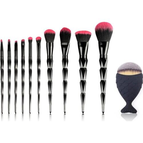 Makeup Tool Set10 Pcs Diamond Makeup Brush Professional Concealer Eye Shadow Eyeliner Brush Set Black Pink Beauty Cosmetics