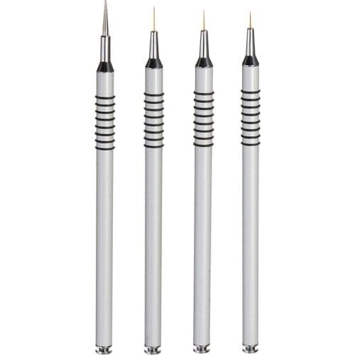 Nail Art Brush Acrylic Paint Set Kit Gel Brush DIY Flower Drawing Silver and Handle Brush for Manicure