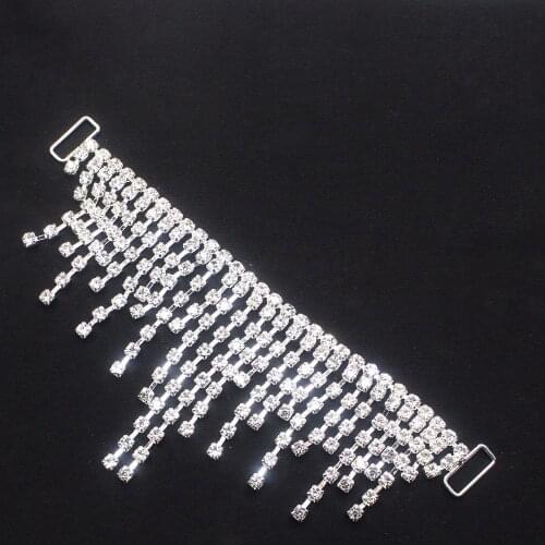 2018 New 2Pcs Tassel Crystal Rhinestone Bikini Connectors/ Buckle Metal Chain For Swimming Wear Bikini Decoration LKERAN