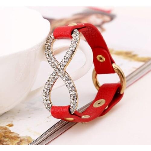 New Fashion Leather Bracelet Infinity Logo Special Popular Pattern Woman Zircon Bracelet Valentines Day Handsome Gift