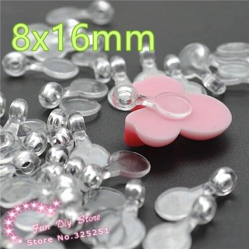 100PCS Plastic Clear DIY Charm Hooks for Cabochons, Jewelry Bails, Handmade Crafting Supplies-8X16mm