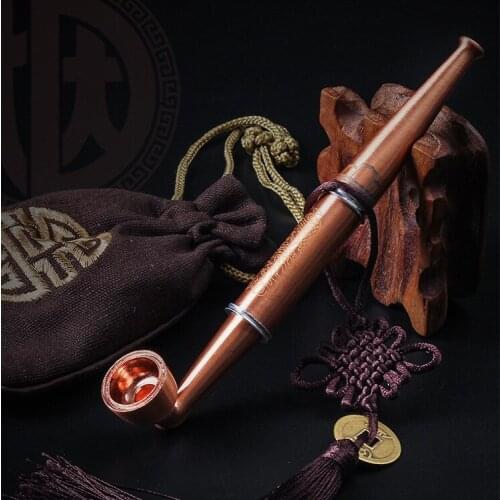 Retro Engraved Dragon Filter Smoking Tobacco Pipe Brass Pipe Dual-purpose Dry Pipe Portable and Removable for Smoking Accessory
