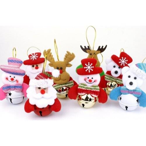 Christmas Decorations Xmas Tree Bell Ornaments Santa Claus Bell Lovely Snowman Deer Bear Doll Christmas Bell Pendant Decoration