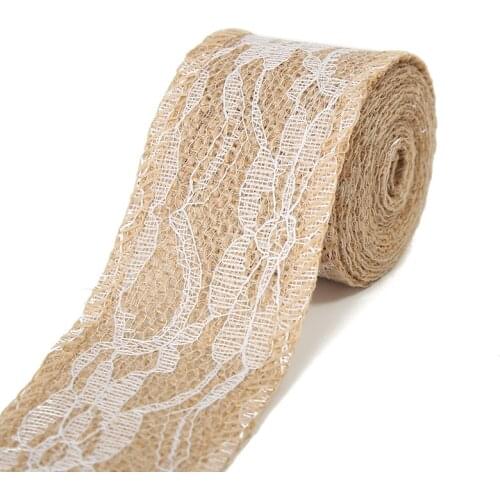 Natural Burlap Lace Craft Ribbon Roll 2 Yards DIY Handmade Crafts Lace Wedding Favor Decoration free shipping