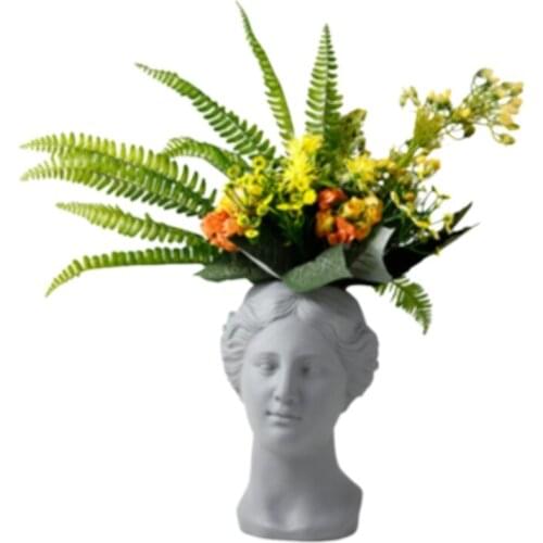 Nordic Sculpture Fairytale Beauty Portrait vase Goddess Face Flower Arrangement Flowerpot Vase Head Rough Beautiful Home Decor