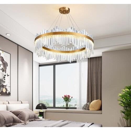 Modern minimalist living room dining room villa hotel crystal chandelier lights