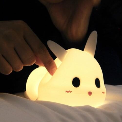 Creative Cute Bunny Timer Light Childrens USB Charging Bedside Night Light Bedroom LED Pat Atmosphere Light