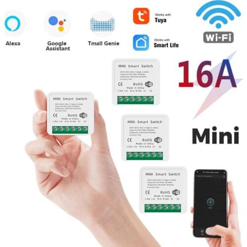 16A Tuya WiFi Smart Switch Led Light Smart Life Push Module DIY Supports 2 Way APP Voice Relay Timer Alexa Google Home Remote