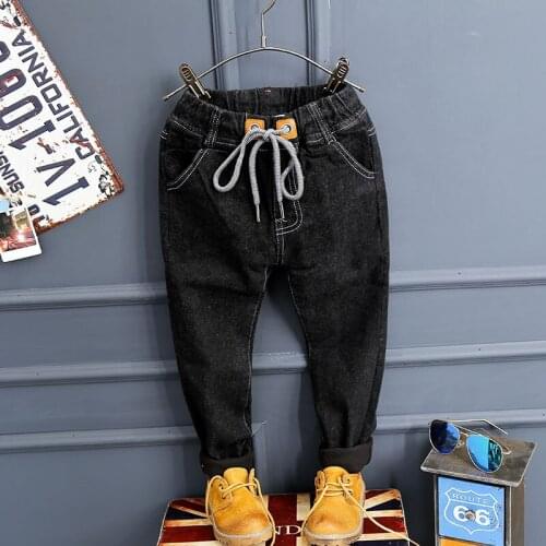 2018 new spring autumn Girls Kids Boys thickening plus cashmere jeans warm trousers baby Clothes Children Clothing