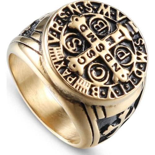 Vintage punk jewelry cross letters mens rings unique charm accessories