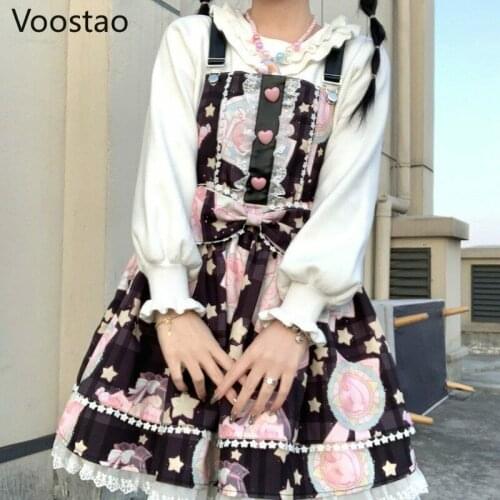 Japanese Sweet Kawaii Jsk Lolita Dress Vintage Sleeveless Bow Lace Dresses Black Lolita Dress Lolita Plus Size Kawaii Coat