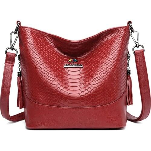 Womens Leather Crocodile Shoulder Bags Tote Women Handbags Female Designer Crossbody Bags Leisure Fashion Ladies Purses