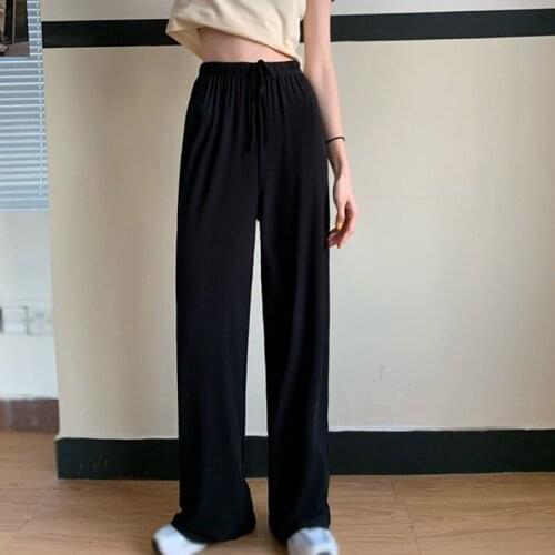 2021 Women High Waist And Wide Leg Pants Womens Summer Drop Feel Relaxed Straight Tube Casual Pants