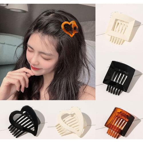 Women Insert Comb Hair Clip Amber Color Simple Barrette Female Geometry Hairpins Elegant Plastic Acrylic Hair Accessories