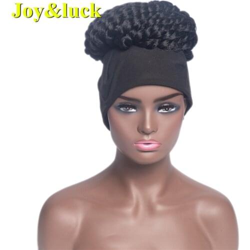 Joy&luck Turban Wig Wrap and Wig Linked Headband Wigs Culry Synthetic Brids Wrap Hair Wig