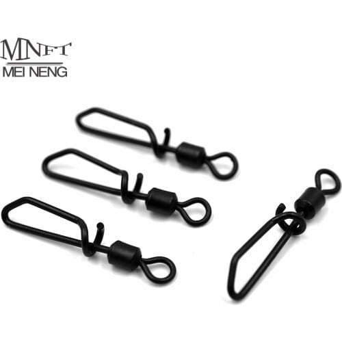 MNFT 20Pcs Stainless Steel Black Nickel Fish Swivels Quick Change Snap Clips Fishing Connector Rolling Swivel