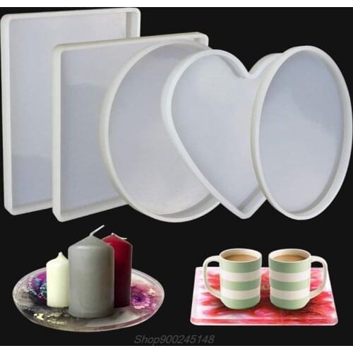 5Pcs Large Coaster Silicone Resin Mold Round Square Rectangle Heart Oval Shape Molds DIY Mould Jewelry Making Jy15 20 Dropship