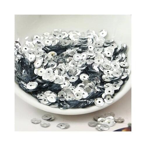50g(1650pcs) 8mm Cup Sequins for Craft Silver-based Embossing 11 Silver Cup Confetti