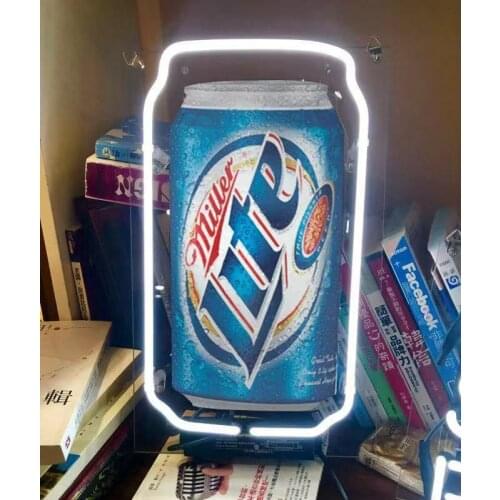 14“ Miller Lite Can Acrylic Custom Neon Light Lamp Sign Beer Handmade Real Glass Decorate Home Wall Room Windows Tube Artwork