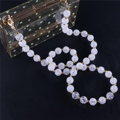Fashion design ice crack decorative crossbody beaded beads chain for clutch bag