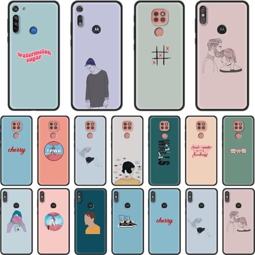 Aesthetic Harry Style Case For Motorola Fusion G8 Power Lite One Hyper G9 G E7 Play Edge Plus E6s Silicone Soft Black Cover