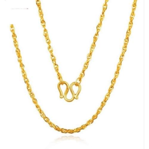 Pure 24K Yellow Gold Chain Necklace/ 999 Gold fashion designer Necklace