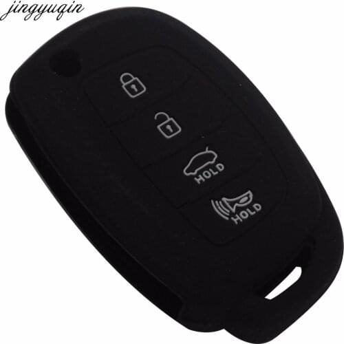 Jingyuqin Remote Silicone Car Key Case For Hyundai I45 Ix35 I40 Elantra Sonata Mistra Santa F Tucson 4BTNS Fodling Key Cover