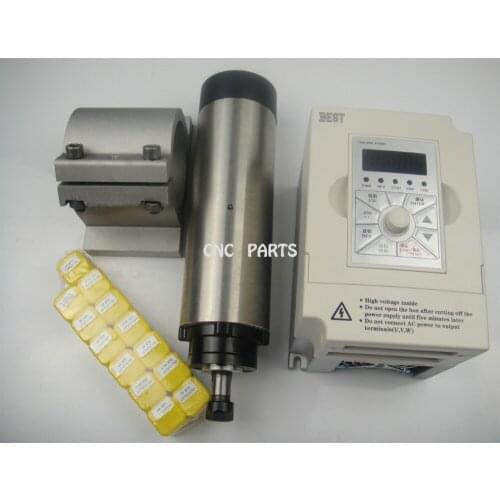 CNC milling spindle ER11 800w air cooling spindle motor +spindle support +1.5KW inverter+13 pieces ER11collets