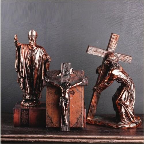 CHRISTIAN CATHOLICISM FIGURE ART SCULPTURE JESUS VIRGIN MARY VATICAN POPE FIGURINE RESIN CRAFTS DECORATIONS FOR HOME R3736