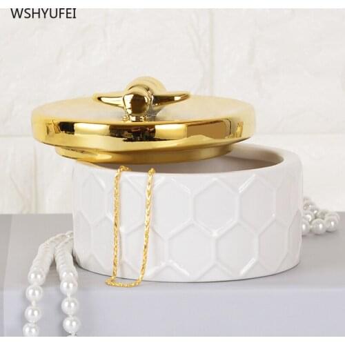 Ceramic Storage Containers Ring Necklace Jewelry Box White Round Storage Box Christmas Gift Home Desktop Decoration with Lid