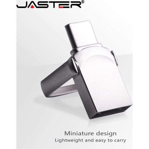JASTER new metal MINI+TYPE-C 2.0 Hot-selling style easy to carry free keychain4GB 8GB 16GB 32GB 64GB landyard for keys USBdrive