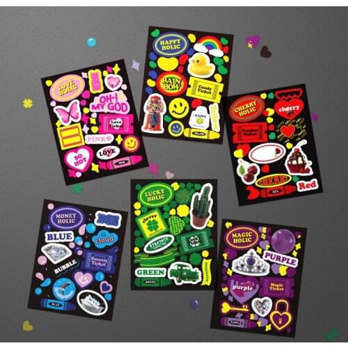 Colorful Die Cut Scrapbooking PVC Label Stickers DIY Stationery Diary Mobile Computer Luggage Adhesive Craft Decoration Seal