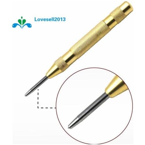 5" inch Brass Automatic Center Punch Spring Loaded Chrome Rivet Screw Mark Hole